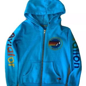 Aviator nation kids 10 full zip soft blue hoodie size 10 excellent condition